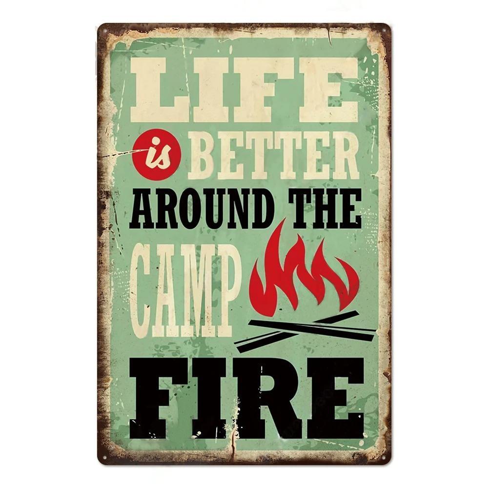 Camping Metal Posters Tin Sign Decor Vintage Plaque Metal Plate Retro Posters Wall Art Decor for Trip