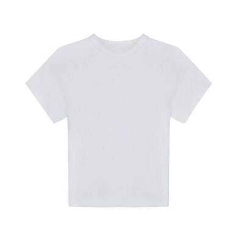 Shiyiyue Slim Fit Midriff-Baring Pure Color Short Sleeve T-Shirt
