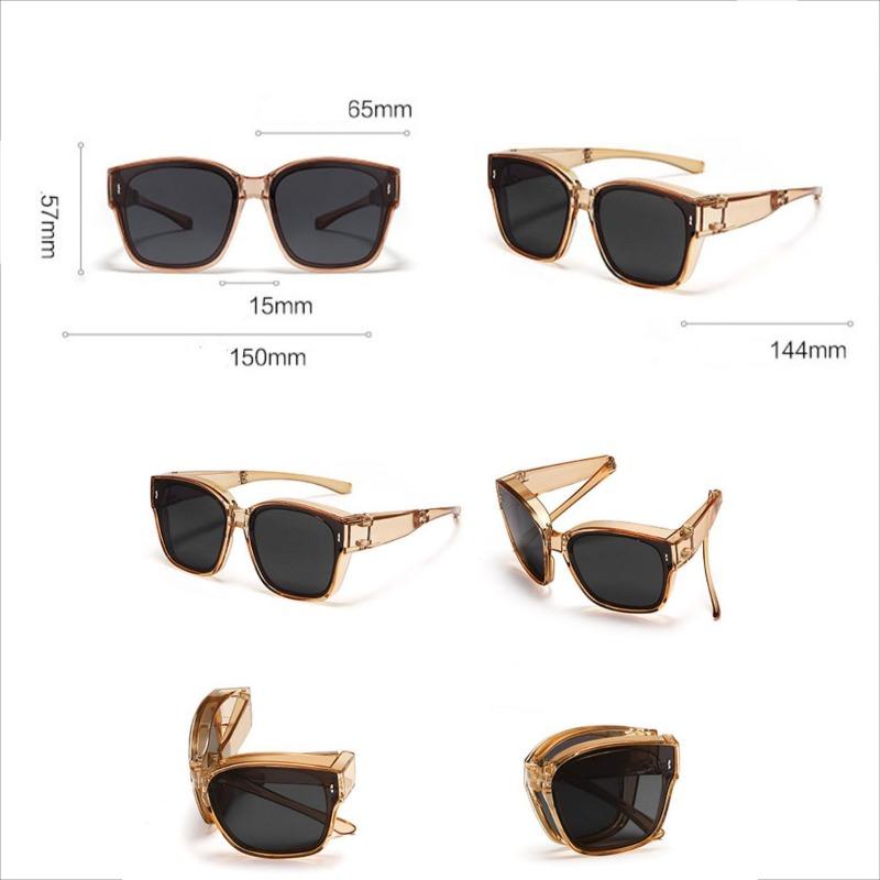 Unpolarisiert Brillenüberzug Fahrsonnenbrille Überbrille Wrap-Around-Sonnenbrille Quadratische Shades Schutzbrille für Herren Damen