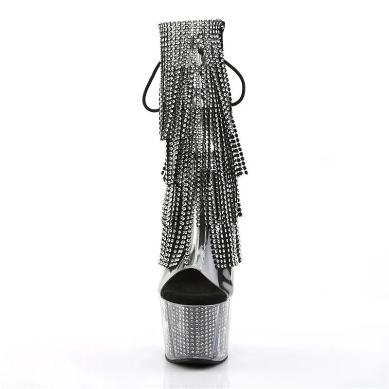 Fashion Fashion Sexy Knight Female 7 Inch High Heel Platform Ankle Boots for Women Spring summer Shoes 28cm Black Pole Dancing Boots New