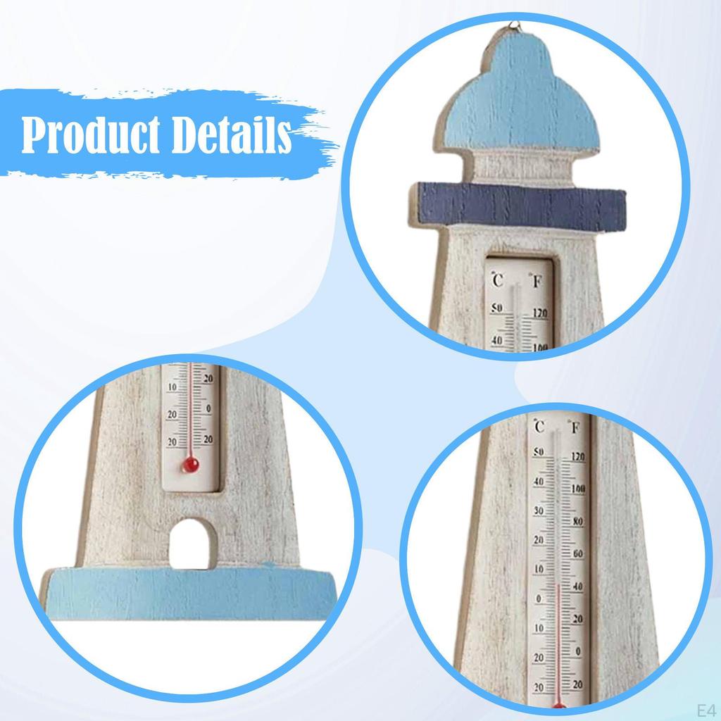 Holz-Wandthermometer Nautisch Innen Außen Hängendes Thermometer für Strandhaus Seehütte