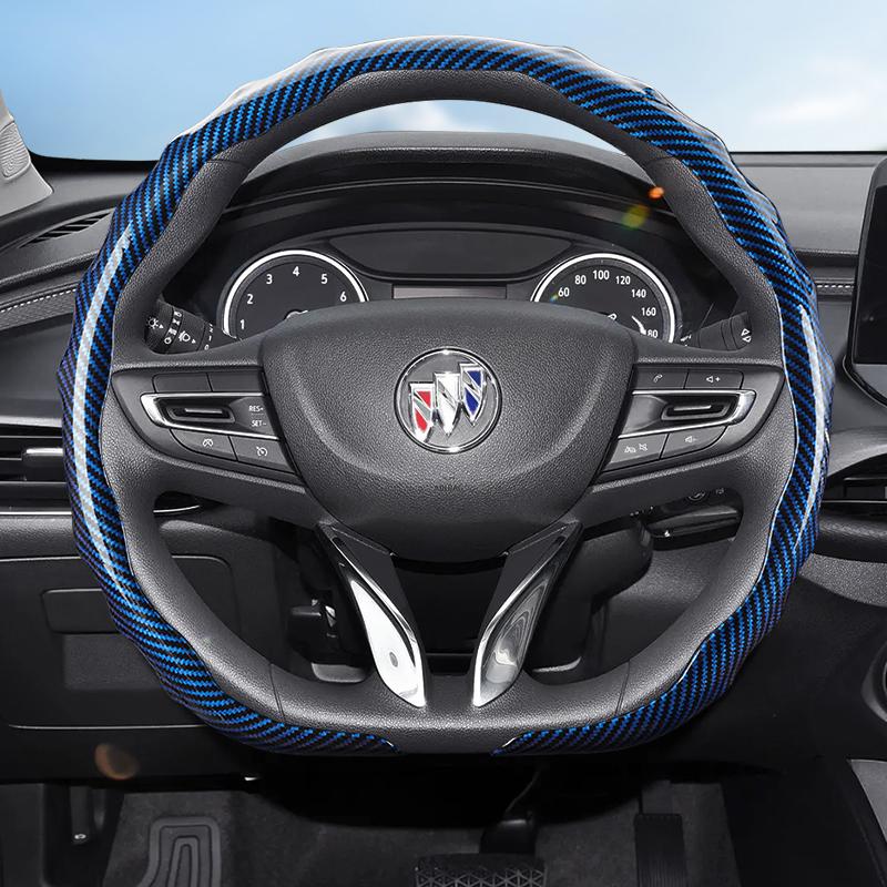 Suitable for Buick Carbon Fiber Texture Steering Wheel Cover Snap-On Wave-Shaped Sporty Design Durable Protective Case Encore Gx Envista Envision