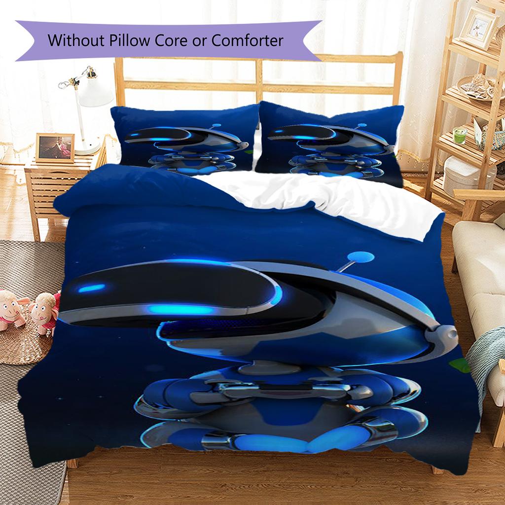 ASTRO BOT Pattern Bedding,Quilt Set Quilt Cover Pillowcase Home Birthday Gift (1 * Duvet Cover + 2 * Pillowcase, Without Core)