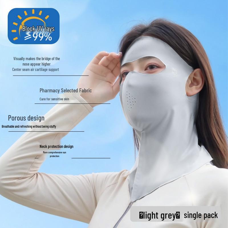 Zhuo Chen Women s 3D Sunscreen Face Mask - UV Protection, Breathable, Summer Style светло-серый