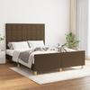 Bed Frame Without Mattress Dark Brown 140x190 Cm Fabric