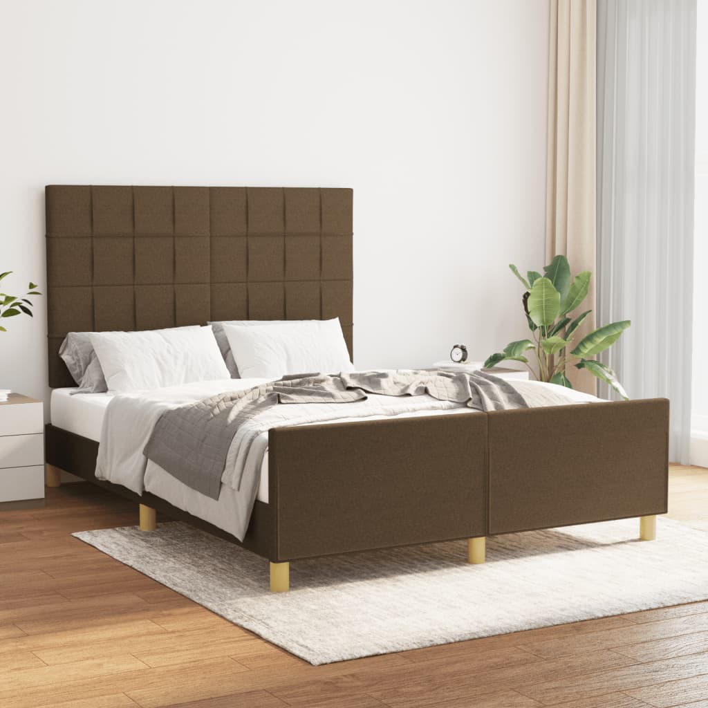 Bed Frame Without Mattress Dark Brown 140x190 Cm Fabric