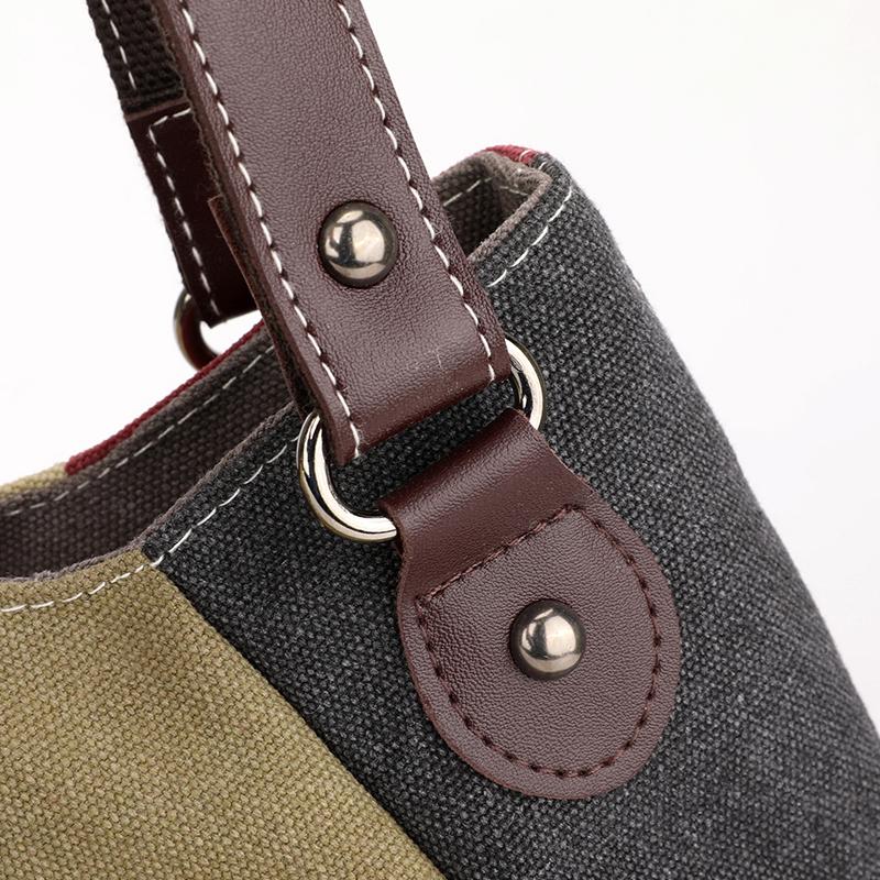 Women's Canvas Bag Color Contrast Shoulder Bag Bag Stitching