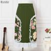 ZANZEA Women Casual Lace Splice Summer Floral Midi Skirts