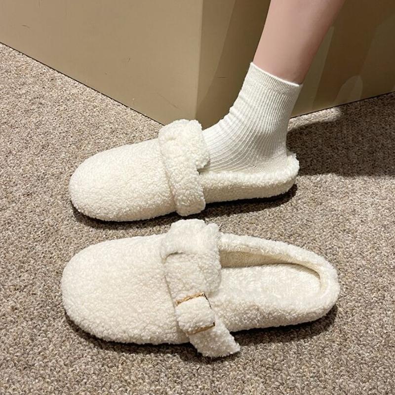 Fashion Fur Slippers Women New Mules Shoes Flats Suede Short Plush Shoes 2025 Winter Woman Sneakers Fashion Flip Flops Slingback Slides
