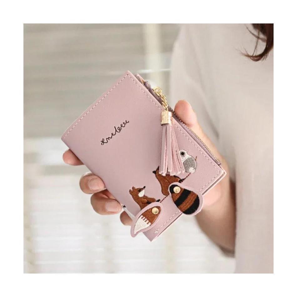 Women's Short Student Wallet Korean Version Little Fresh Folding Mini Trendy Personalized Coin Purse Zipper Folding Card Bag