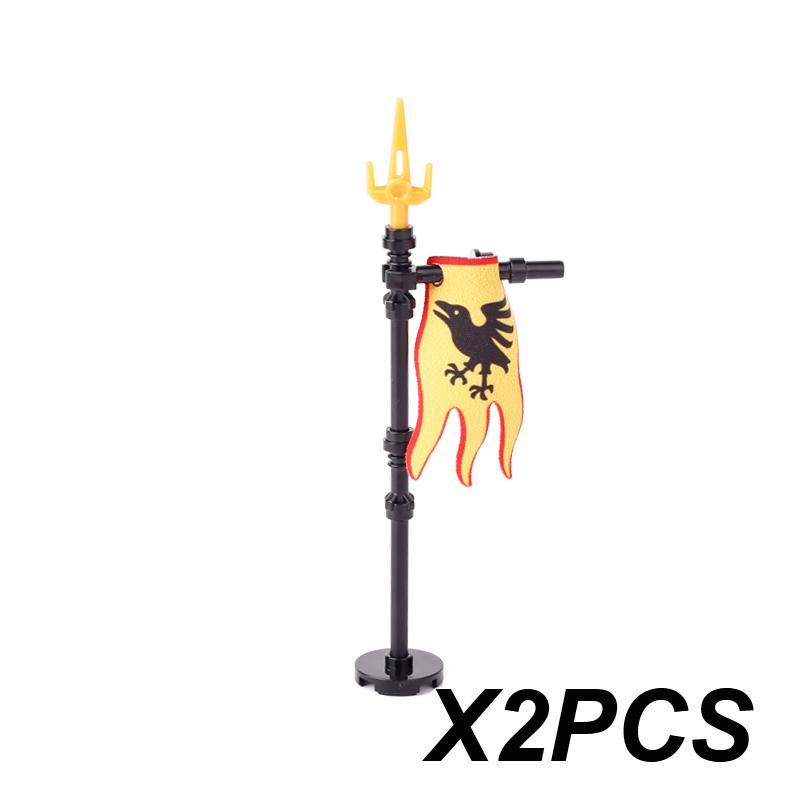 Middle Ages Empire Flag Pole Building Blocks Military Castle Lion Teutonic Knight Soldier Figures Roman Warrior Sheild Brick Toy