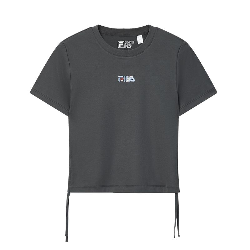 FILA Оригинальная вязаная облегающая футболка с коротким рукавом Женские топы F11W629102F-DY XL