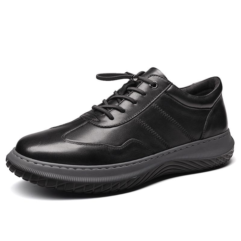 Men s Leather Casual Lace-up Shoes - Autumn/Winter British Style Board Shoes 43