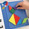 Montessori Magnetic Tangram Wooden Puzzle Book for Children Jigsaw Portable Educational Learning Intelligence Toys for Baby Kids