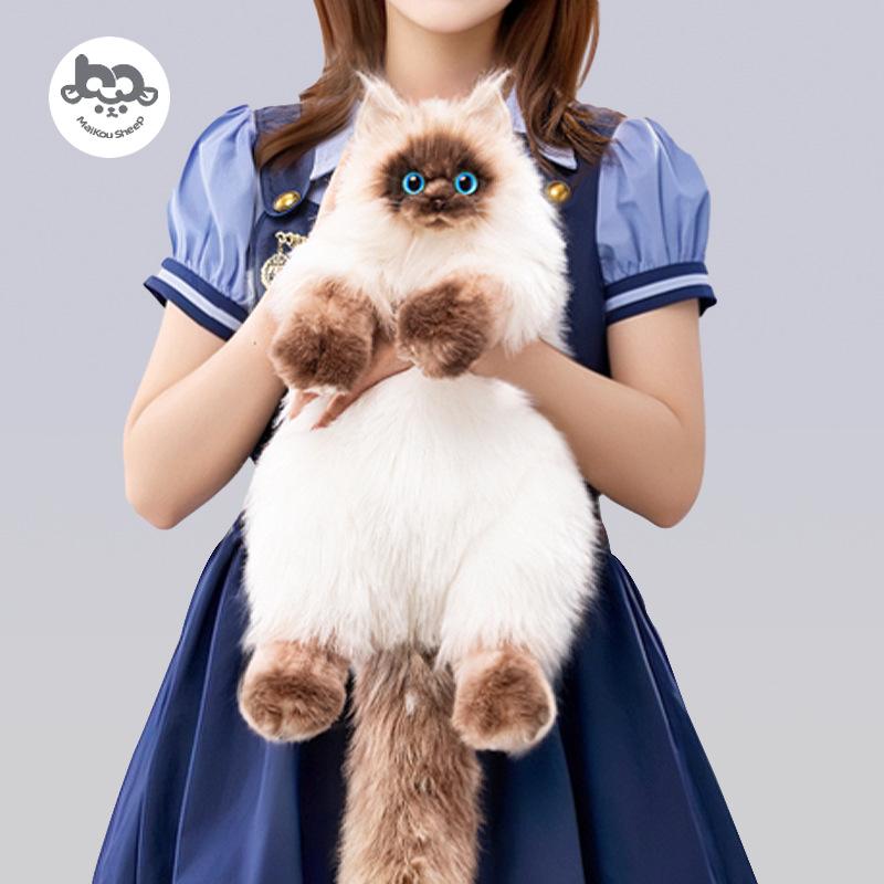 Cute Siamese Cat Plush Backpack for Girls Adorable Doll Bag Warm Winter Surprise Gift for Girlfriend