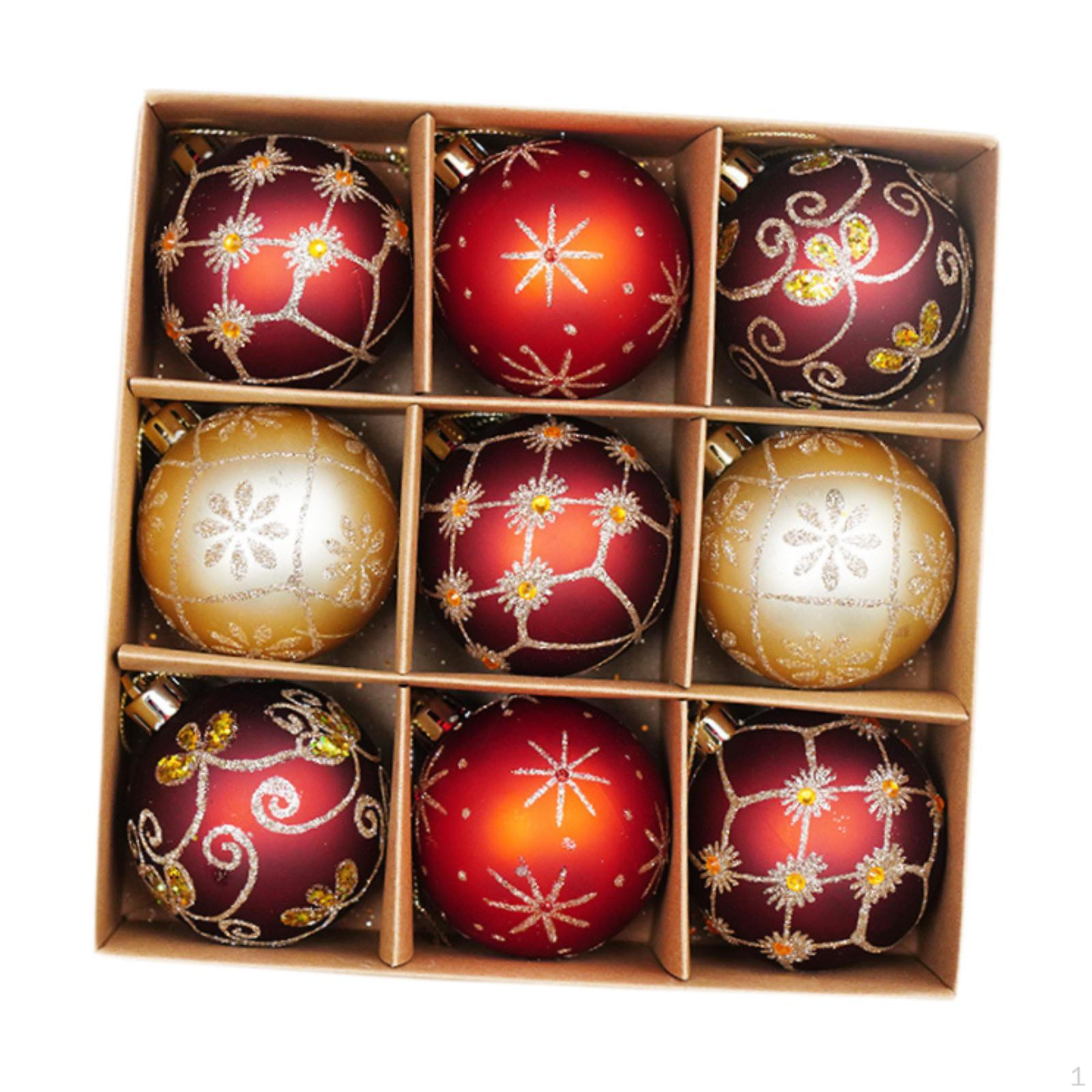 

9 штук 2,3-дюймовые елочные шары, рождественские подвесные украшения, декоративные для стола Style C