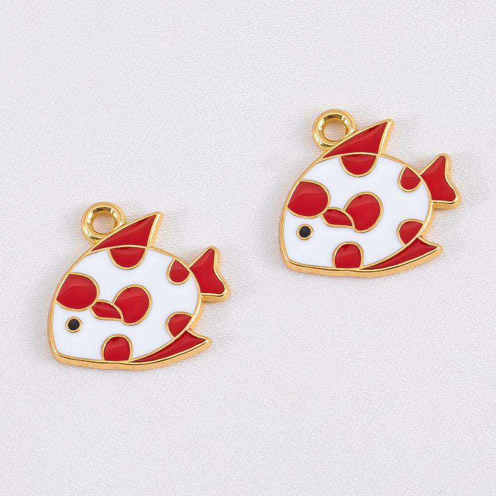 10pcs Cute Orange Enamel Sea Coral Turtle Conch Fish Starfish Charms Alloy Pendants for DIY Necklace Bracelet Jewelry Findings