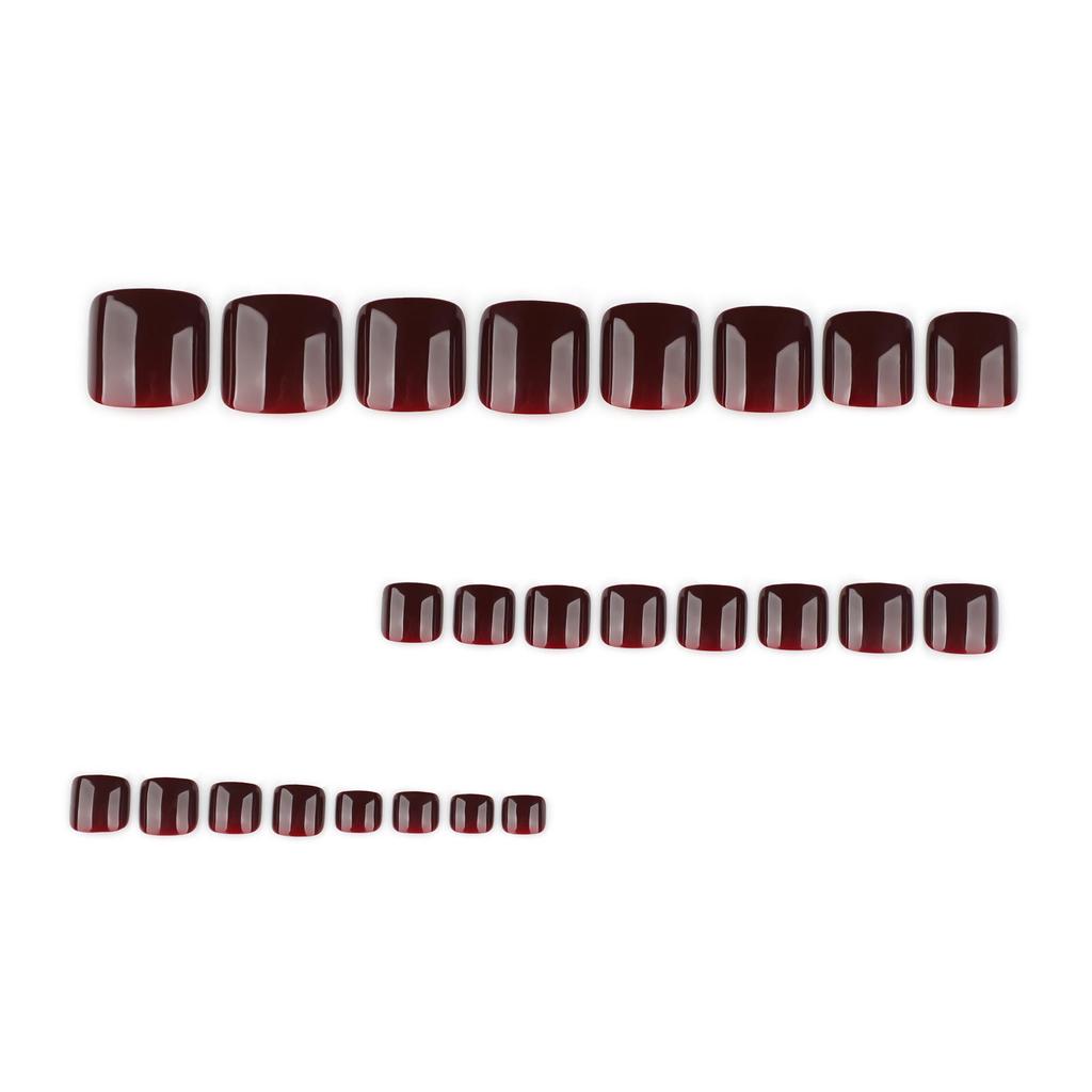 Elegant Wine Red Press-On Toe Nails – High-End Wearable Nail Art