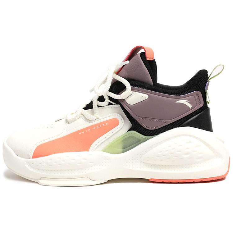 

New Anta Bastard Anti Slip Wear Resistant Mid Top Skateboard Shoes Women s White Black Purple 122048080-9 38.5