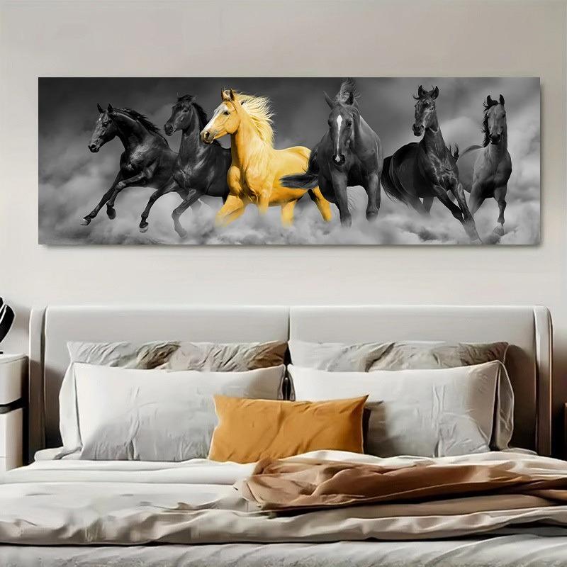 Artă de Perete Modernă de Modă Mărime Mare Cal Auriu Animal HD Pânză Pictură în Ulei Postere și Printuri Decor Acasă Dormitor Living