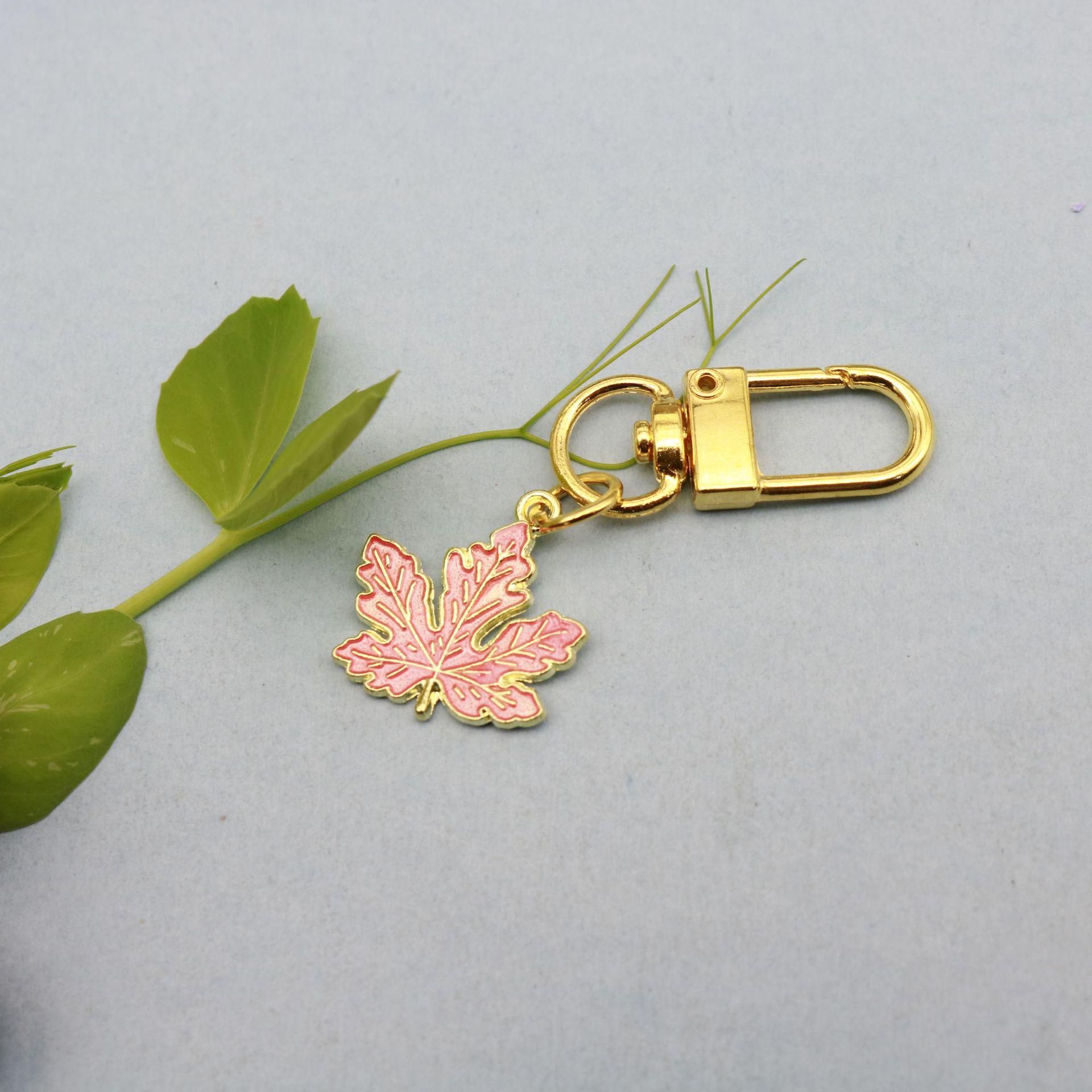 Maple Leaf Enamel Keychain - Thanksgiving & Sycamore Leaf Pendant