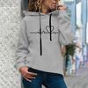 Damen Winter Hoodie Elektrokardiogramm Print Warm Halten Locker Lässig Plüsch Frühling Hoodie Damenkleidung