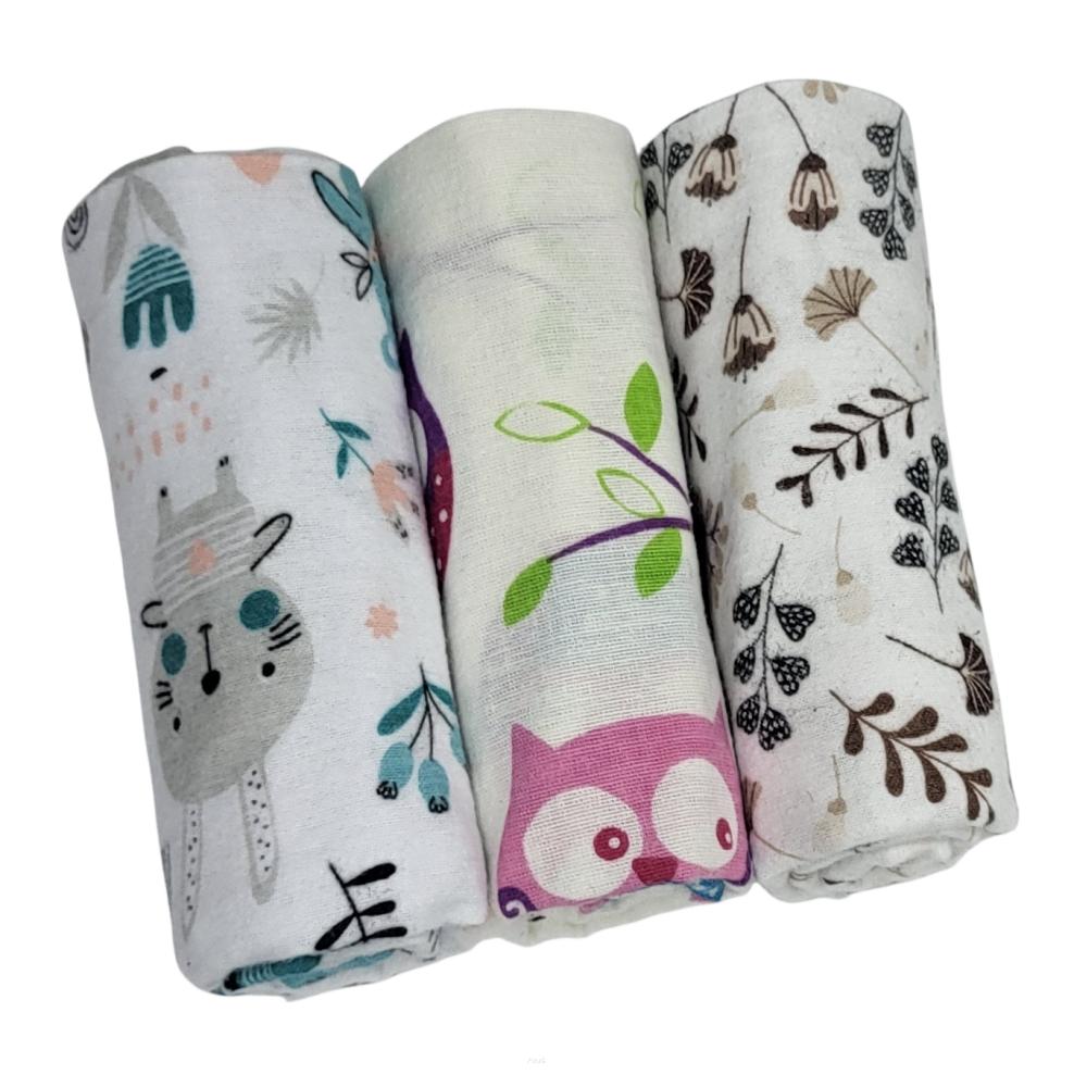 Flannel diapers, set of 3 (F)