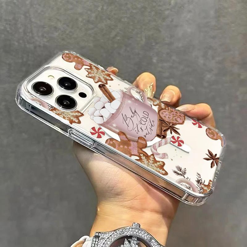 For Samsung Galaxy S25 S24 S23 S21 FE S22 Ultra Plus FE Case Magnetic Christmas Clear Winter-Themed Coffee Design Phone Cover