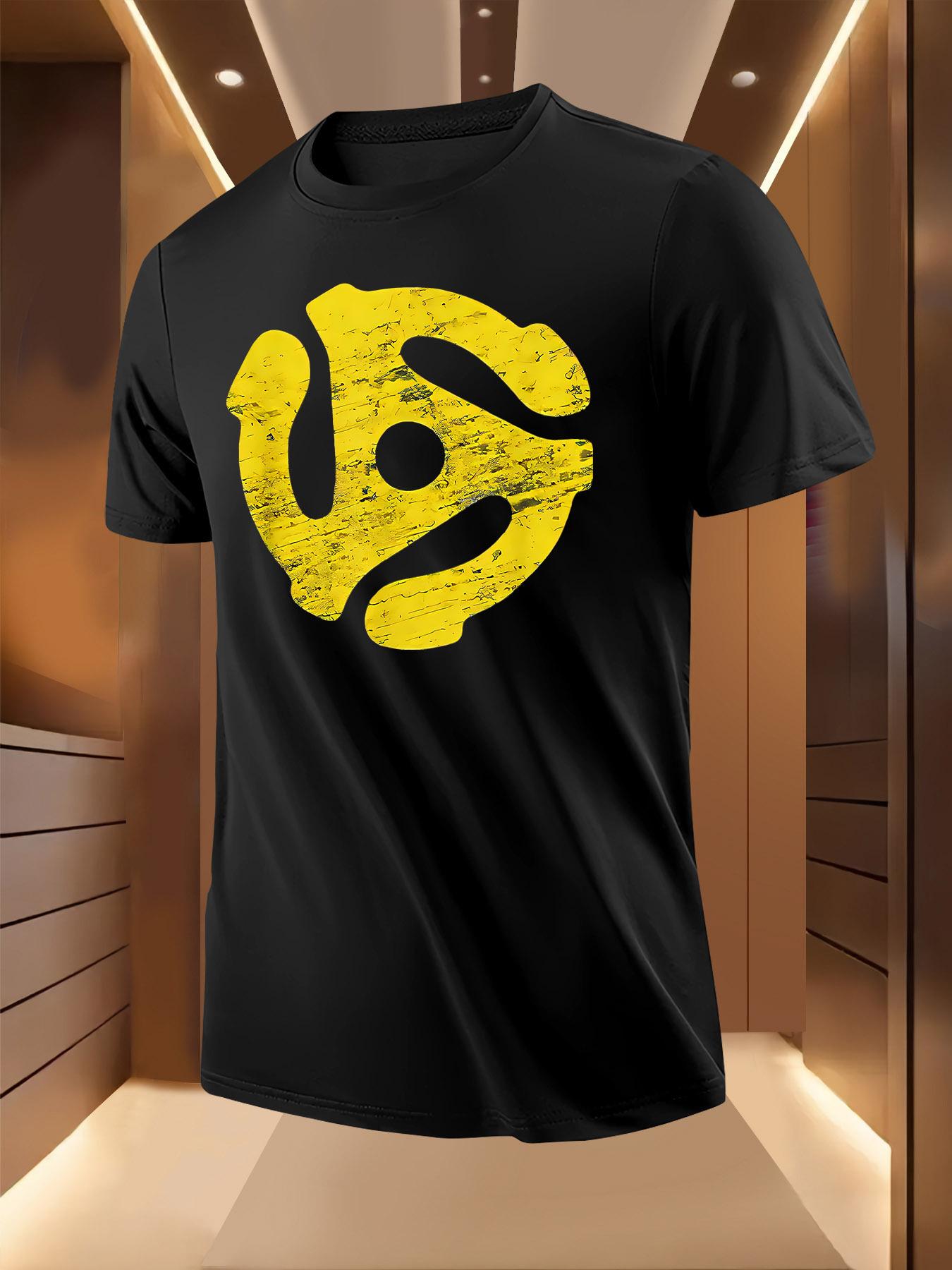 Yellow Stripe Print Tshirt - Short Sleeve Crew Neck M