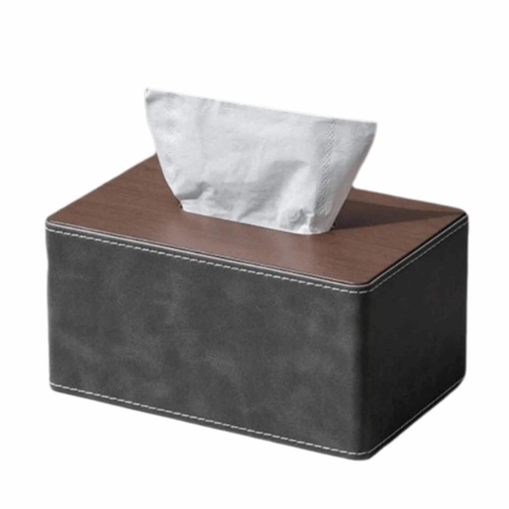 Leather Paper Organizer Multifunctional Napkin Holder Sundry Box Tissue Boxes  Office Grey S
