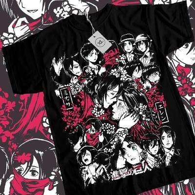 Attack On Titan Mikasa Eren and Mikasa T-Shirt Girl Anime AOT Shirt Tee All Size Graphic T Shirts Y2k Top Women Clothing