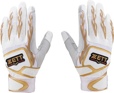 ZETT Pro Status Batting White X Gold BG318RA Gloves, Ambidextrous, (1182), Large,