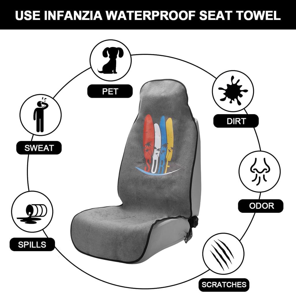 Waterproof Towel Car Interior Seat Cover High Back Bucket Throw Over Slip on Covers for Sport Gym Sweat Stain Protective Mat x1