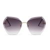 Irregular Vintage Sunglasses Women Brand Rimless Round Sun Glasses Female Retro Metal Frame Clear Lens Pink Brown Shades