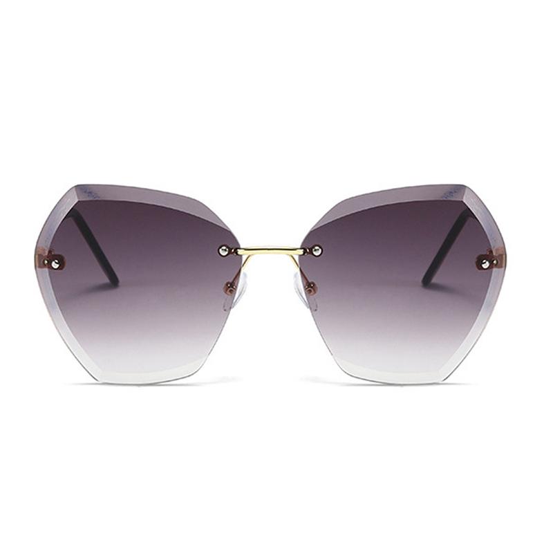 Irregular Vintage Sunglasses Women Brand Rimless Round Sun Glasses Female Retro Metal Frame Clear Lens Pink Brown Shades