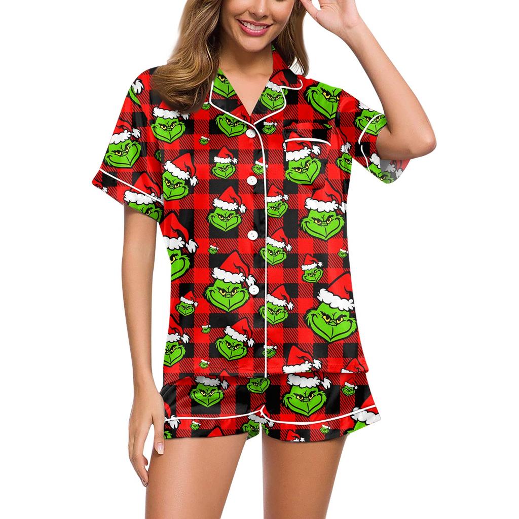 Women's Soft Two-piece Printed Pajama Set Short Sleeved Shorts Set Casual Clothing Set Pajamas