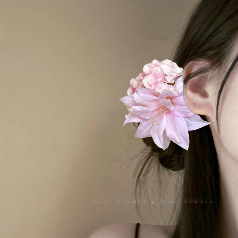 

New Beautiful High Beauty Gentle Wind Pink Dreamy Flower Side Hairpin Girl Accessories Hair Female