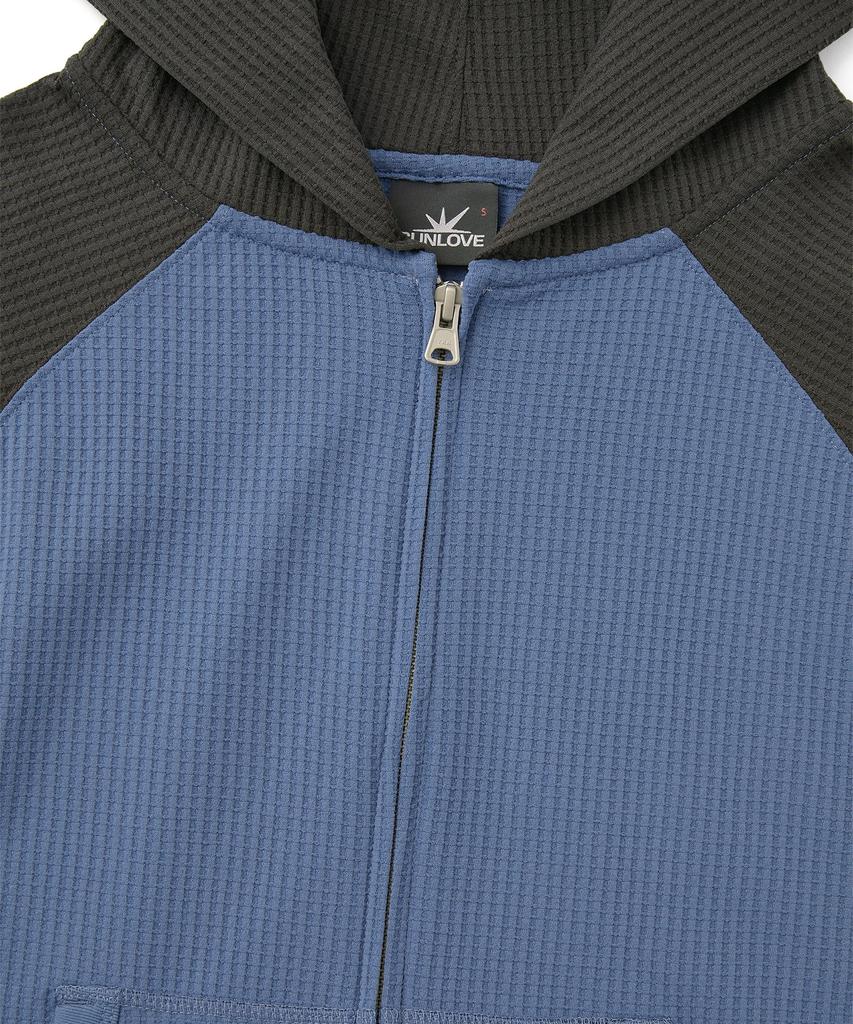 Sunlovetour Aero Waffle Zip Up Hoodie Blue