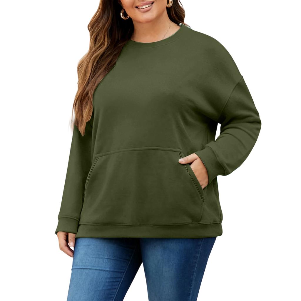 Plus Size Sweatshirt För Kvinnor Oversized Crewneck Långärmad Pullover Toppar