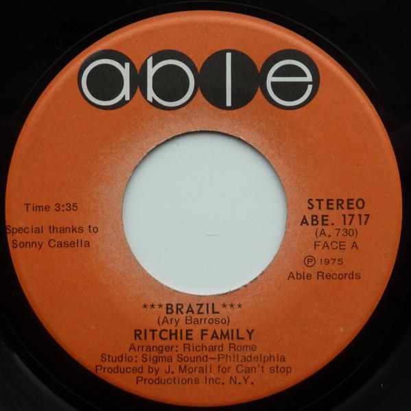 

7inch Record RITCHIE FAMILY Brazil ABE1717 ABLE 1975 Canada SoulFunk Used