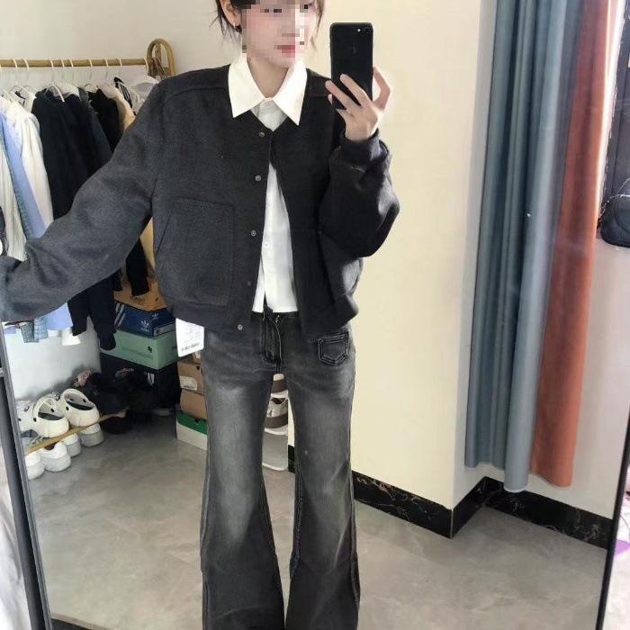 High-End Grey Baseball Collar Jacket: 2025 Spring/Autumn Casual Retro Loose Short Jacket