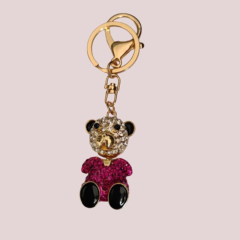 Chinese Style Lion Dance Rhinestone Metal Keychain Small Pendant Creative Backpack Keychain