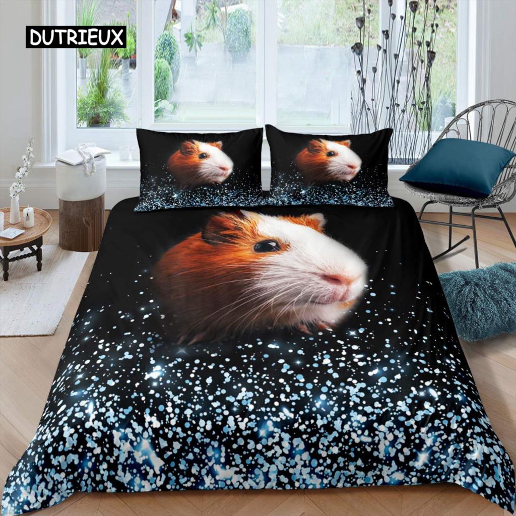 3D-Hamster-Bettbezug, King-Queen-Size, schönes Meerschweinchen-Bettwäscheset für Kinder, Teenager, Erwachsene, Familie, Haustier, 2/3-teilig, Bettbezug
