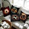 Dynamic Sport Tech Throw Pillow Covers, Burning & Glowing Football Print Cushion Cases Bold Fan Aesthetic Decor For Sofa Bedroom