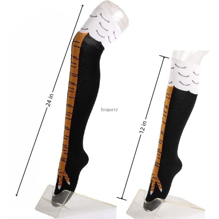 Choice Black Funny Chicken Legs Socks:24 Inch Knee Socks 12 Inch Calf Socks Novelty Party Gifts for Women Men and Kids Stocking
