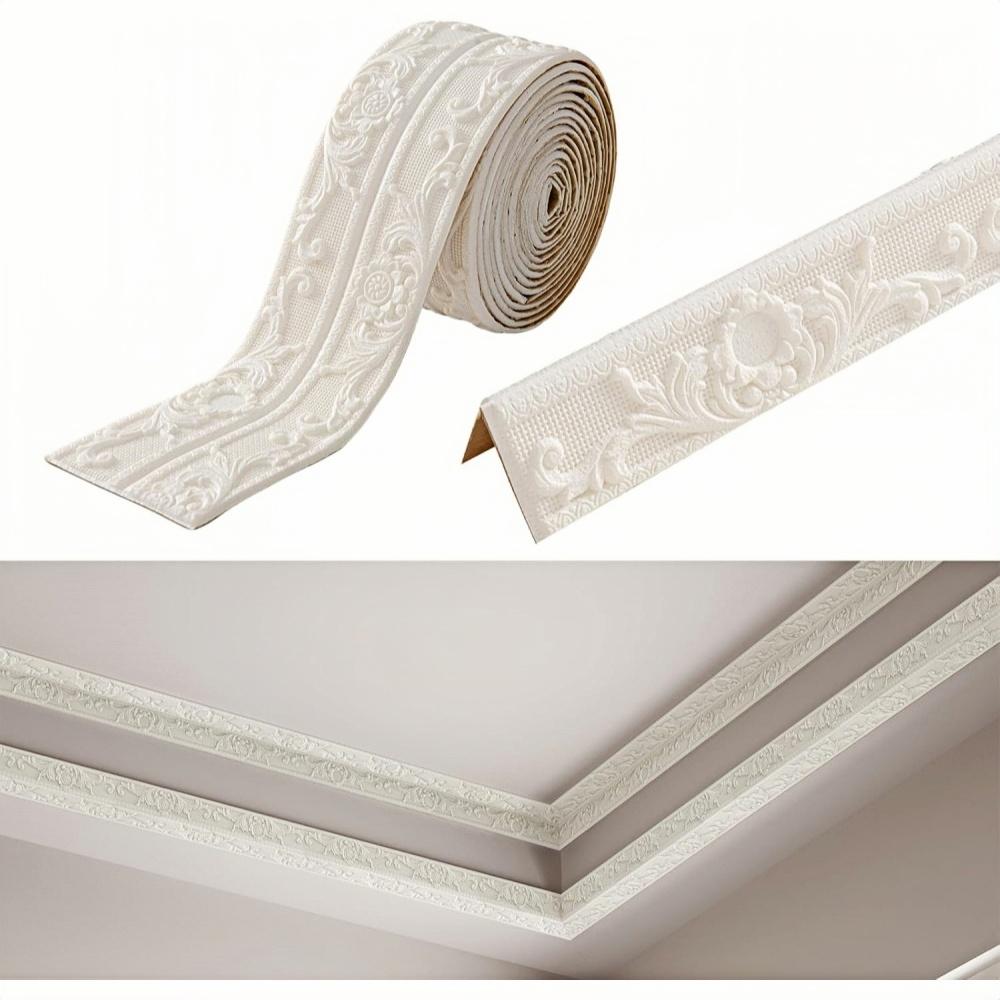 1 Piece of 2.3mX12cm Self-adhesive Wall Sticker, PVC Decorative Wall Sticker, Ceiling Corner Line, Suitable for Home Decoration