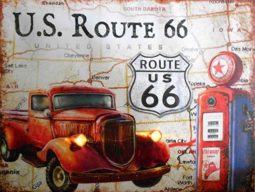 

US Route 66 retro vintage style metal signplaque Garage shed man caveAluminum 30x40cm(11.8x15.7inch)