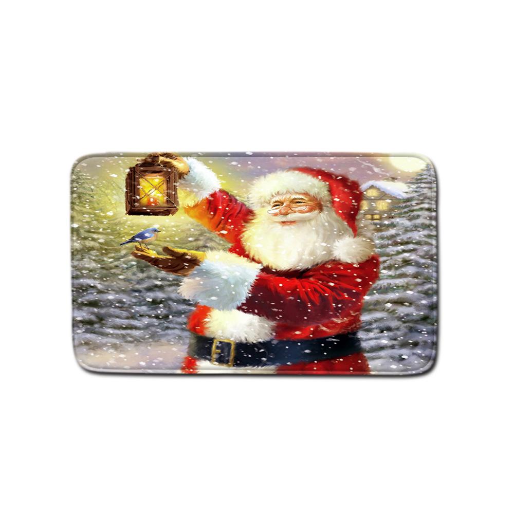 Christmas Shower Curtain Floor Mat Combination Four-Piece Set Bathroom Toilet Carpet Shower Room Mat Foot Mat