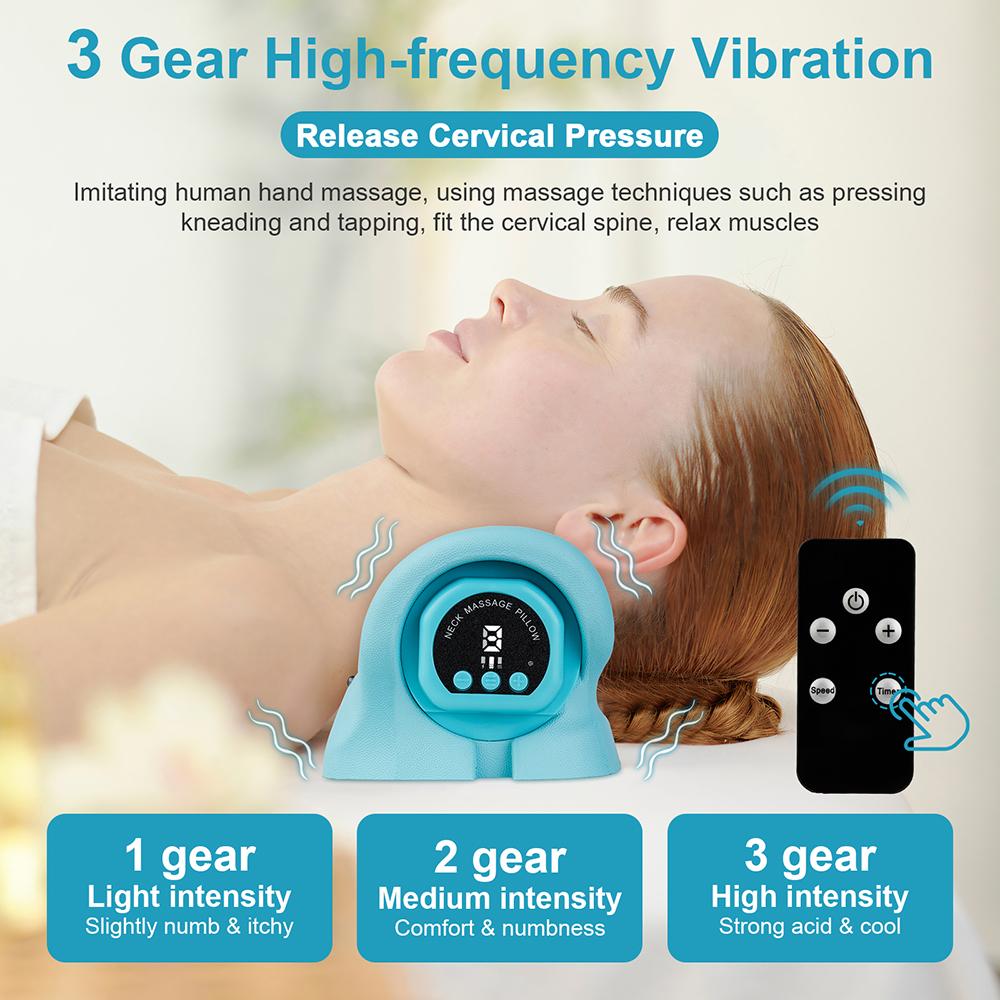 Electric Neck Cervical Massager Ergonomic Neck Pillow Neck Support Stretcher Neck Traction Vibration Kneading Massage Pillow