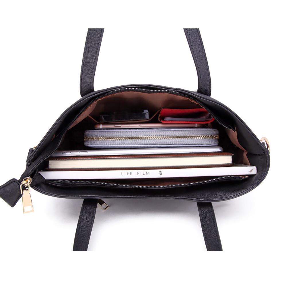 (Black) Miss Lulu Women's Shoulder Bag & Mini Pouch
